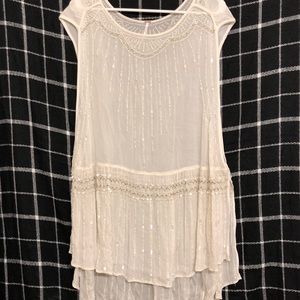 White Free People Small Sequin Tunic Overlay💗